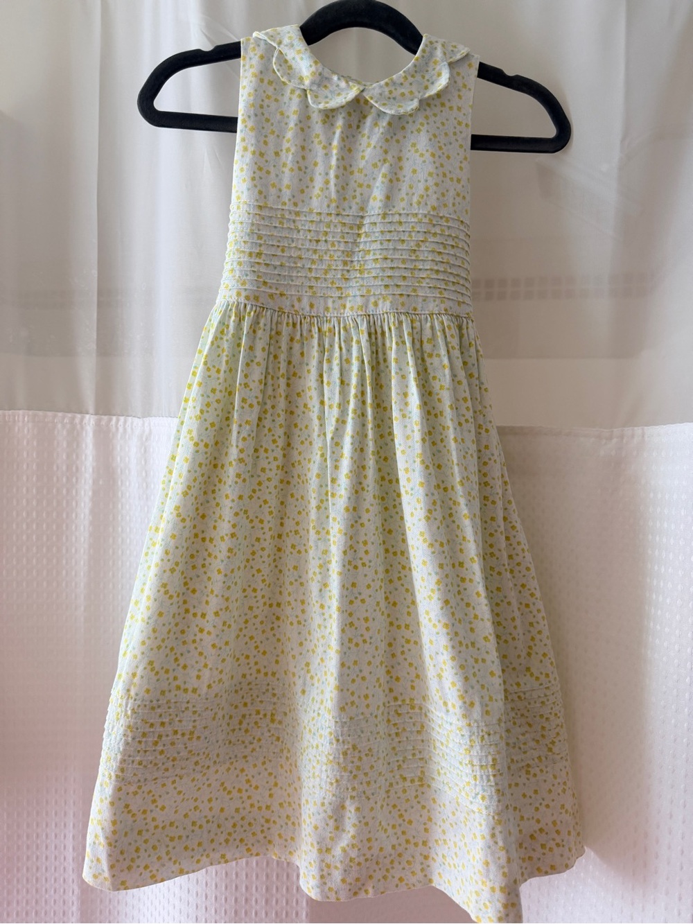 Laura Ashley White, Blue, Green and Yellow Floral Peter Collar Dress